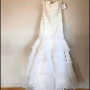 Melissa Sweet Strapless Trumpet White Wedding Dress